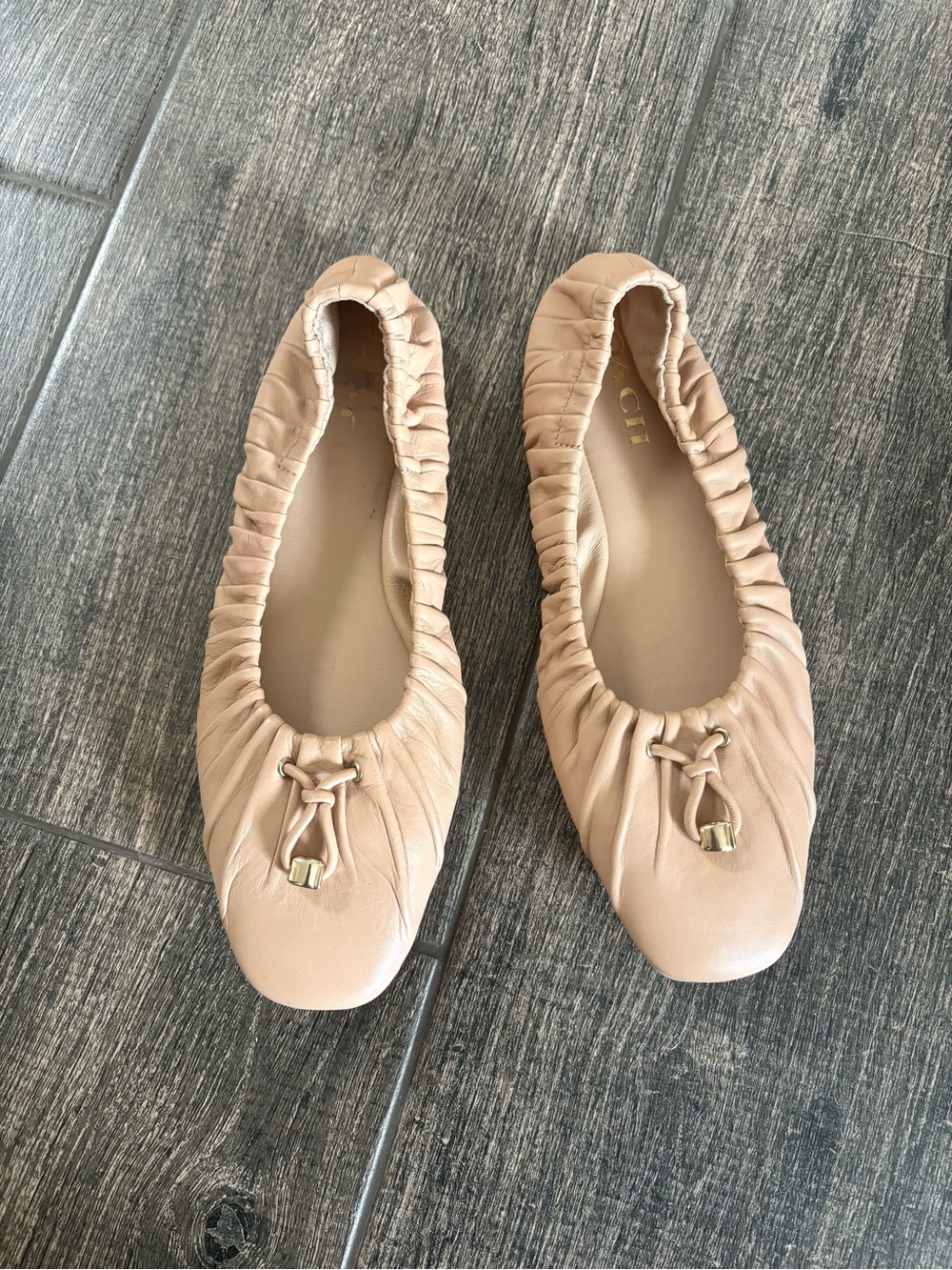 Coach / Eleanor leather ballet flats Pink Beige - Picture 3 of 6